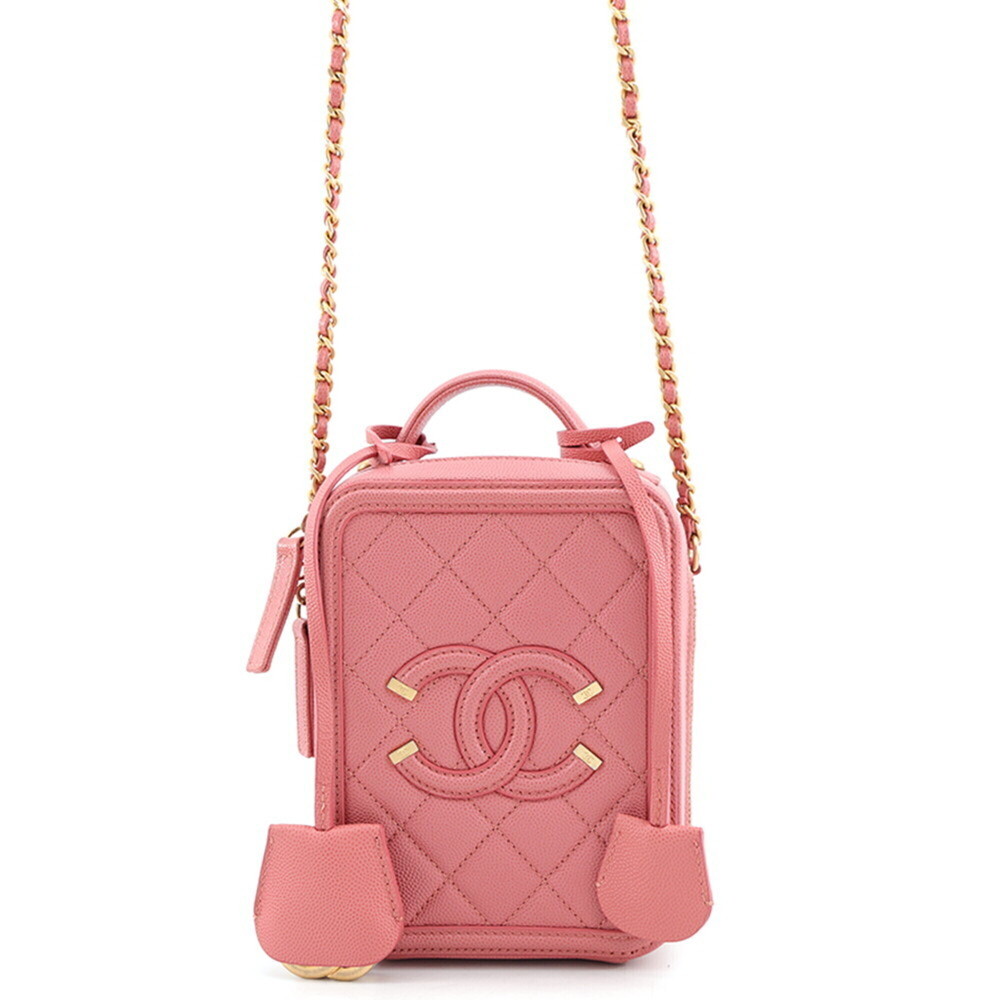 Chanel Chain Shoulder Bag CC Filigree Vanity Caviar Skin AS0988 CHANEL Handba...